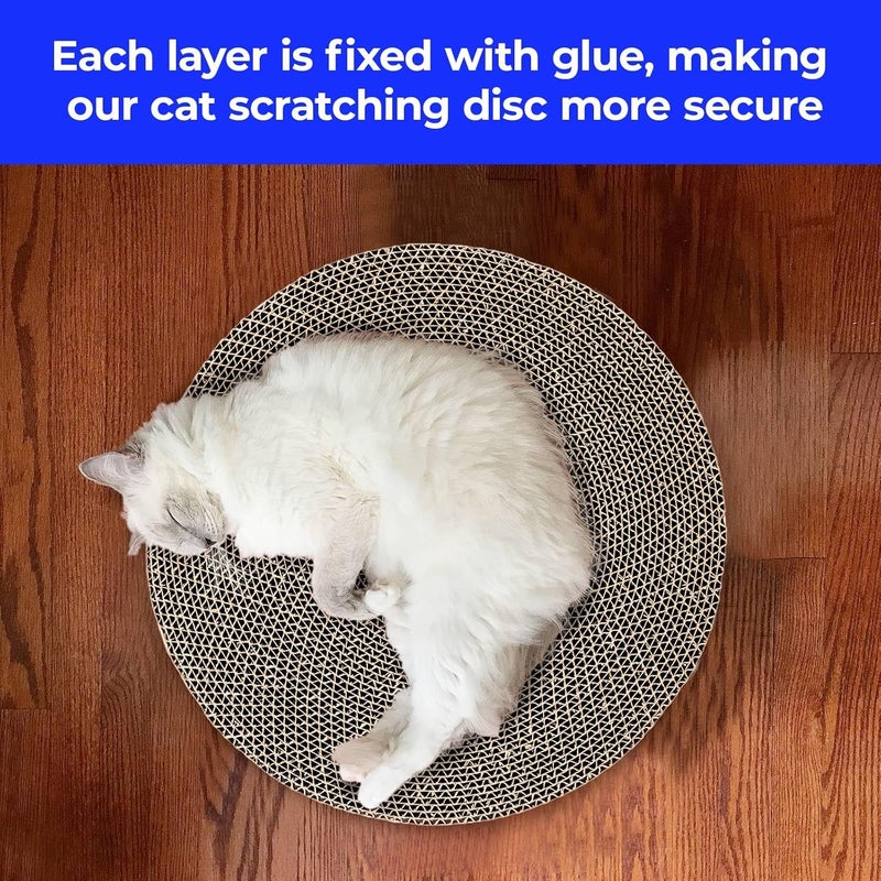 THAMIAO Round Cat Scratcher Refill - 10 Inch Diameter, 7/8 Inch Thickness - Cardboard Cat Scratcher Scratching Board Replacement Pads (2pcs) for Indoor Cats - Image 3